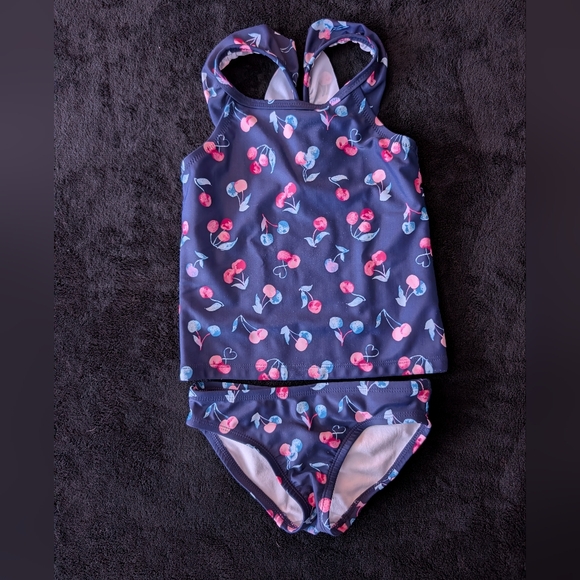 Oshkosh Bgosh Toddler Girls Cherry Ruffle Print Swim Bikini Tankini Set - Picture 2 of 7